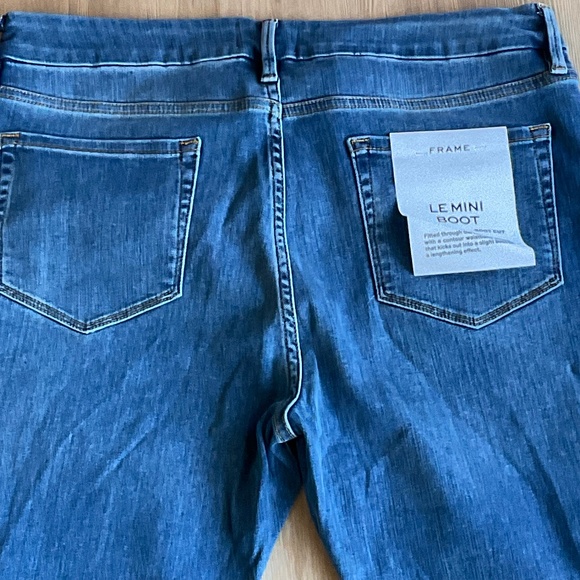NWT Anthropologie Frame Le Mini Boot Jeans mid wash denim jeans flare plus sz 33 - Picture 14 of 14